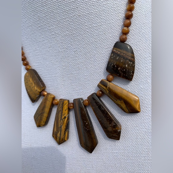 Handcrafted tiger’s eye necklace - Amber shell beads - new - Picture 11 of 13